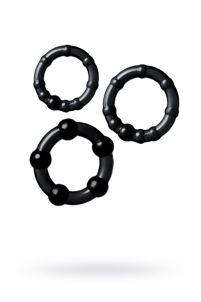 Набор колец TOYFA A-toys, TPE, Черные,  3,5/3/2 см