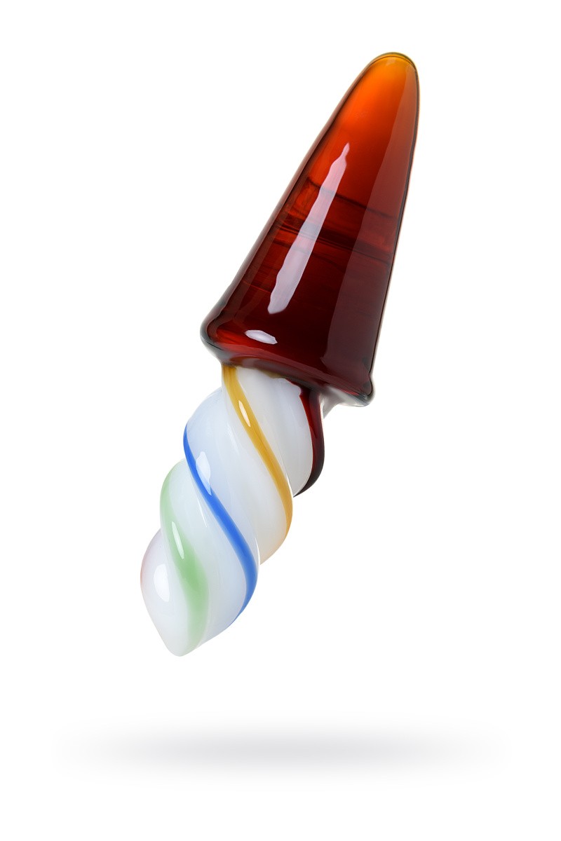 Двусторонний фаллоимитатор Sexus Glass, стекло, янтарно-разноцветный, 16 см