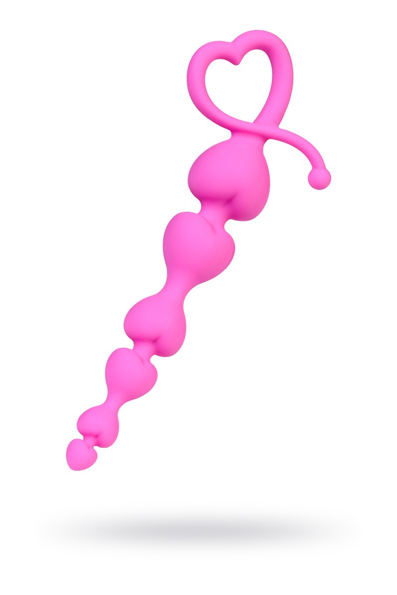 Анальная цепочка Штучки-Дрючки, силикон, розовый, 18 см