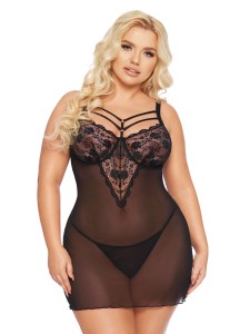 Комбинация и стринги SoftLine Collection Aldona, черный, XXXL