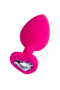 Анальная втулка ToDo by Toyfa Diamond Heart, водонепроницаемая, силикон, розовая, 9,5 см,  4 см