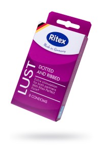 Презервативы Ritex LUST №8, рифленые с пупырышками, латекс, 19 см