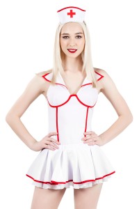 Костюм «Медсестра», Pecado BDSM, корсет, головной убор, бело-красный, 40