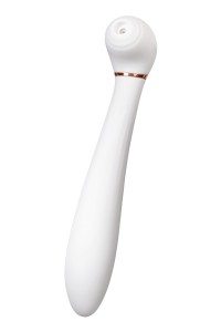Вибратор с вакуумной стимуляцией Flovetta Jasmine, силикон, белый, 23 см