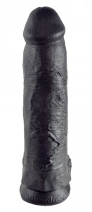 Фаллоимитатор King Cock реалистик, с мошонкой, черный, 30,5 см