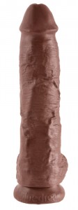 Фаллоимитатор King Cock реалистик, с мошонкой, коричневый, 25 см