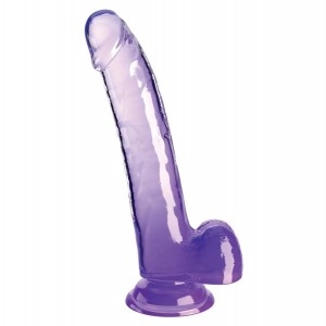 Фаллоимитатор King Cock Clear с мошонкой, 22,9 см, фиолетовый