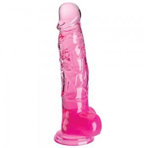 Фаллоимитатор King Cock Clear с мошонкой , 20 см, розовый