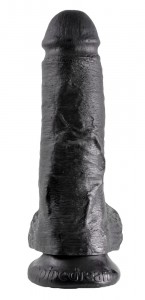 Фаллоимитатор King Cock реалистик, с мошонкой, черный, 20 см
