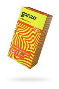Презервативы Ganzo, juice, латекс, аромат, 18 см, 5,2 см, 12 шт.