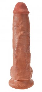 Фаллоимитатор King Cock реалистик, с мошонкой, темный, 25 см