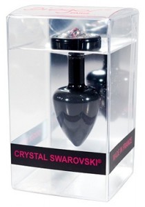DIOGOL Anni Черная втулка с прозрачным кристаллом Swarovski, l=6 см, d=2,5 см