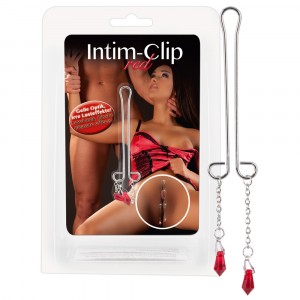 BDSM Зажимы для интимной зоны на цепочке Intimate Clips красные