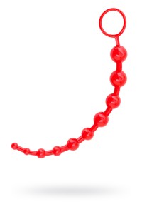 Анальная цепочка Black & Red by TOYFA, водонепроницаемая, ПВХ, красная, 31 см,  3 см