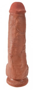 Фаллоимитатор-реалистик King Cock с яичками, темный, 28 см