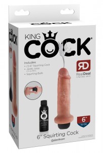Фаллоимитатор King Cock Squirting Cock Light реалистик, с функцией эякуляции, 15 см