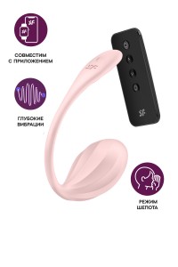 Виброяйцо Satisfyer Ribbed Petal с пультом ДУ, розовое, 7,8 см