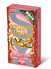 Презервативы SAGAMI Xtreme Strawberry 10шт. латексные со вкусом клубники