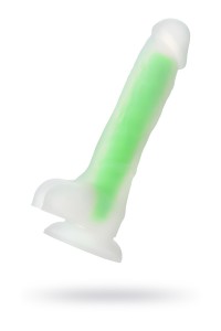 Фаллоимитатор, светящийся в темноте, Beyond by Toyfa Dick Glow, силикон, прозрачно-зеленый, 13 см