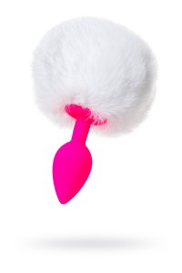 Анальная втулка с хвостом ToDo by Toyfa Sweet bunny, силикон, розово-белый, 13 см,  2,8 см, 43 г