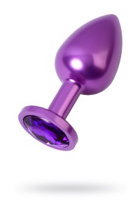 Анальный страз Metal by TOYFA, металл, фиолетовый, с кристалом цвета аметист 8,2 см, 3,4 см, 85 г.