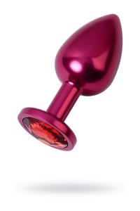 Анальный страз Metal by TOYFA, металл, красный, с кристалом цвета рубин 8,2 см, 3,4 см, 85 г.